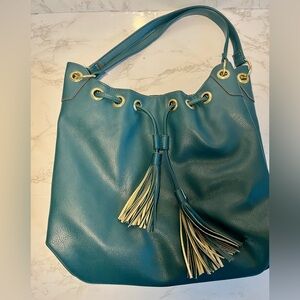 Elegant Teal Leather Tote Bag